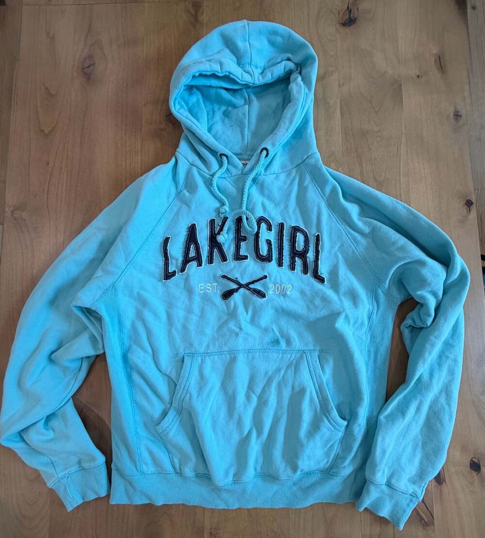 Blue 84 Lakegirl Light Blue Fleece Paddles Hoodie Sweatshirt Size L